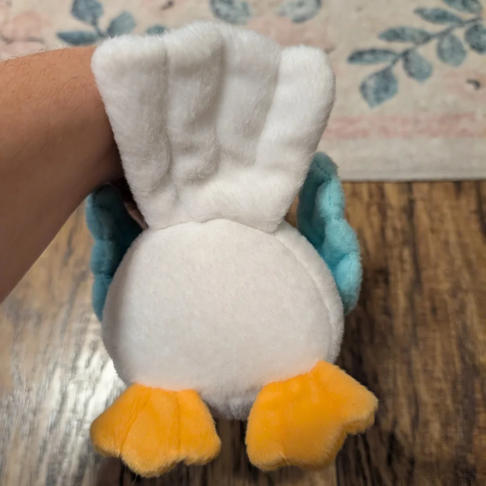 💥3/$24 Gymboree Outlet‎ White Plush Bird Bag with Aqua Wings and Yellow Beak